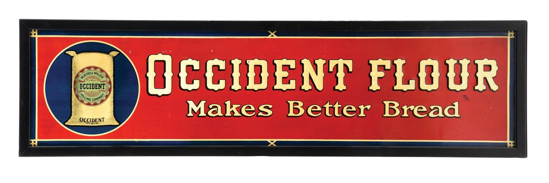 TIN OCCIDENT FLOUR SIGN W/ PRODUCT GRAPHIC