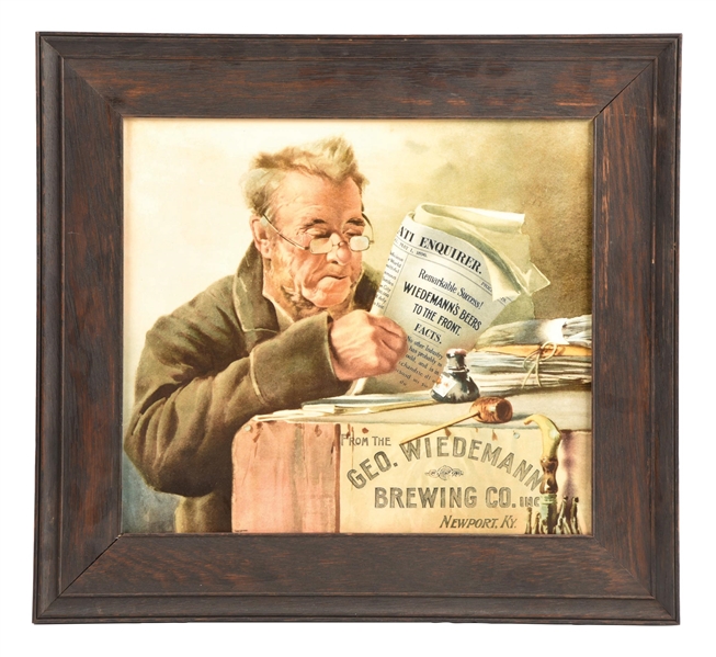 GEO WIEDEMANN BREWING CO. ADVERTISEMENT W/ FRAME 