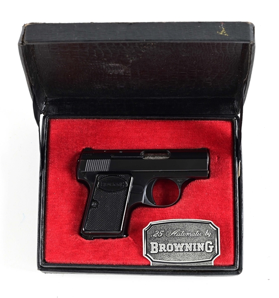 (C) BELGIAN BROWNING BABY SEMI AUTOMATIC .25 ACP PISTOL WITH DISPLAY BOX.