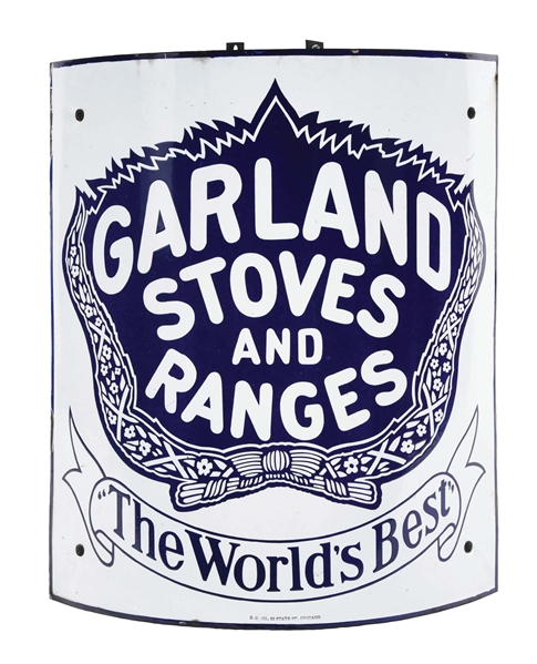 PORCELAIN GARLAND STOVES & RANGES PORCELAIN CORNER SIGN