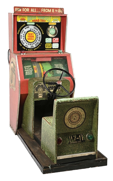 10¢ INTERNATIONAL MUTOSCOPE DRIVEMOBILE "DRIVE YOURSELF ROAD TEST" ARCADE GAME