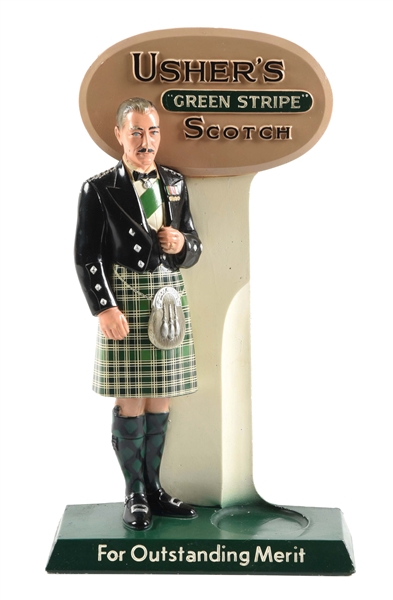 USHERS GREEN STRIPE SCOTCH CHALKWARE DISPLAY