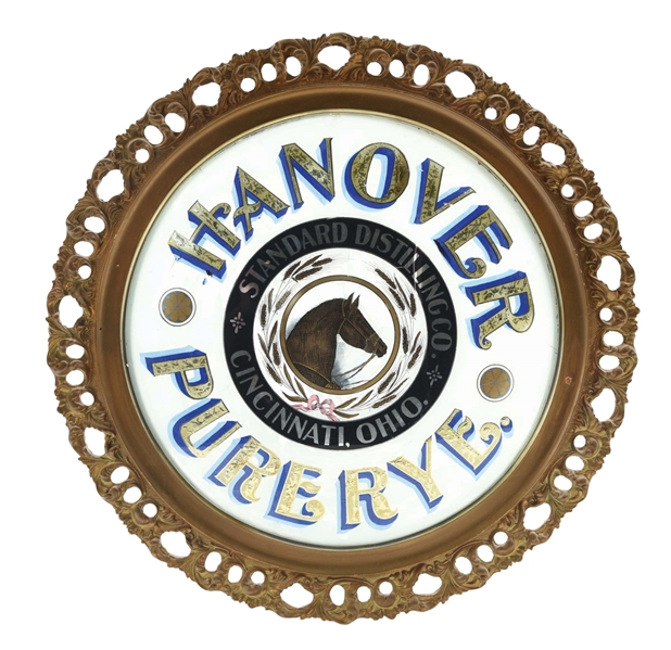 HANOVER PURE RYE REVERSE PAINTED LENS SIGN W/ HORSE GRAPHIC 