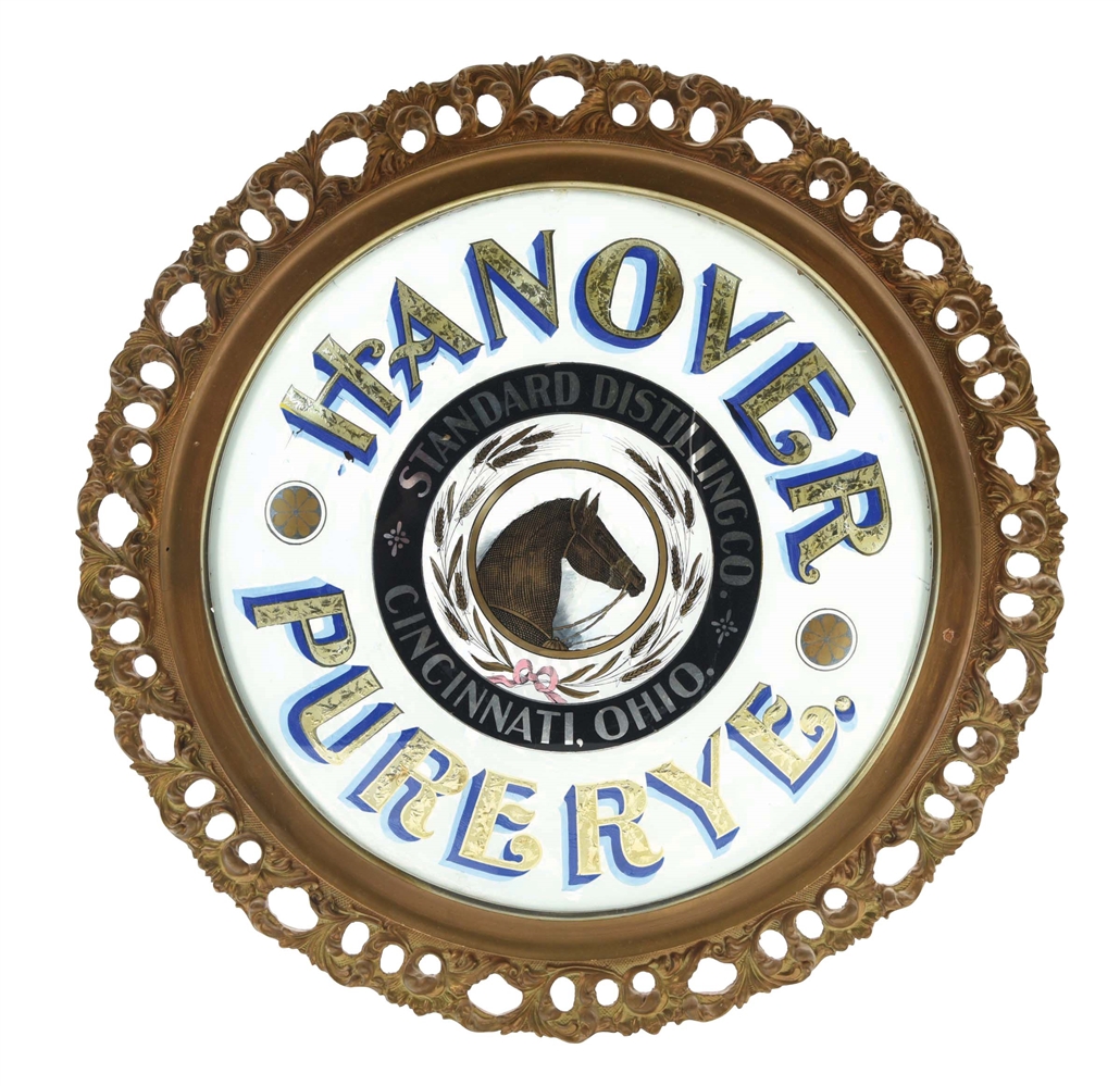 HANOVER PURE RYE REVERSE PAINTED LENS SIGN W/ HORSE GRAPHIC 