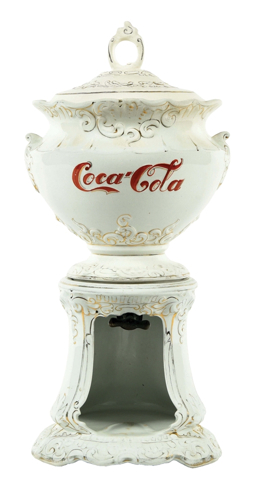 EXCEPTIONAL CERAMIC COCA-COLA DISPENSER W/ LID