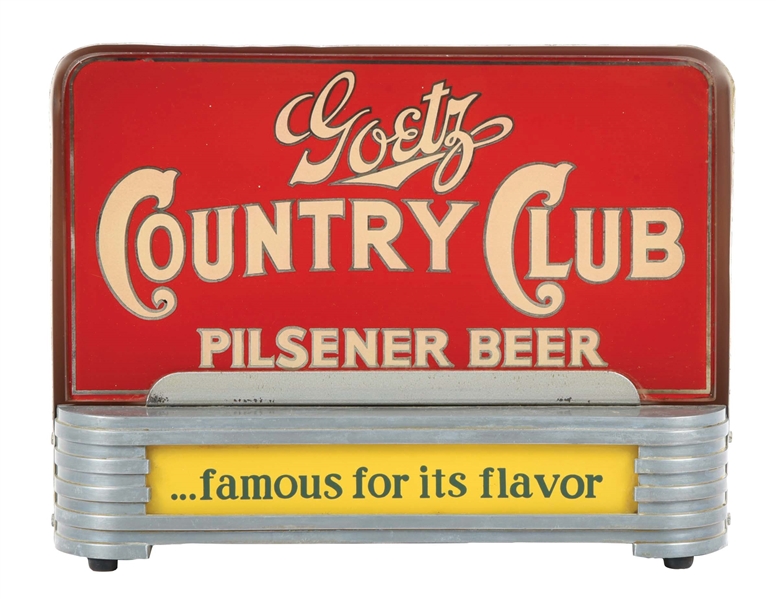 GOETZ COUNTRY CLUB PILSNER BEER LIGHT-UP COUNTERTOP SIGN