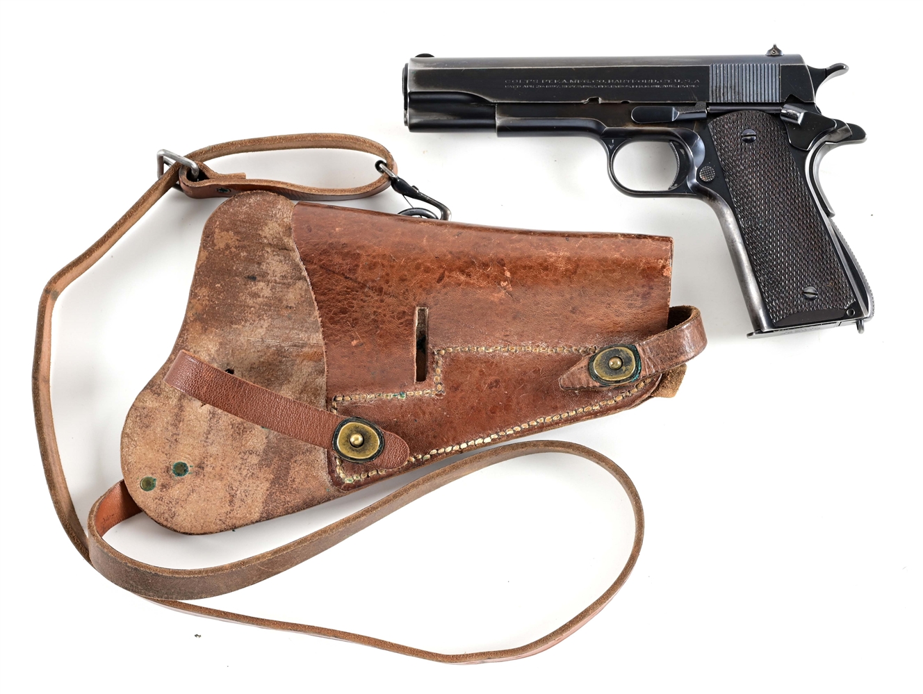 (C) PRE-WAR COMMERCIAL COLT GOVERNMENT MODEL M1911A1 SEMI AUTOMATIC PISTOL (1930).