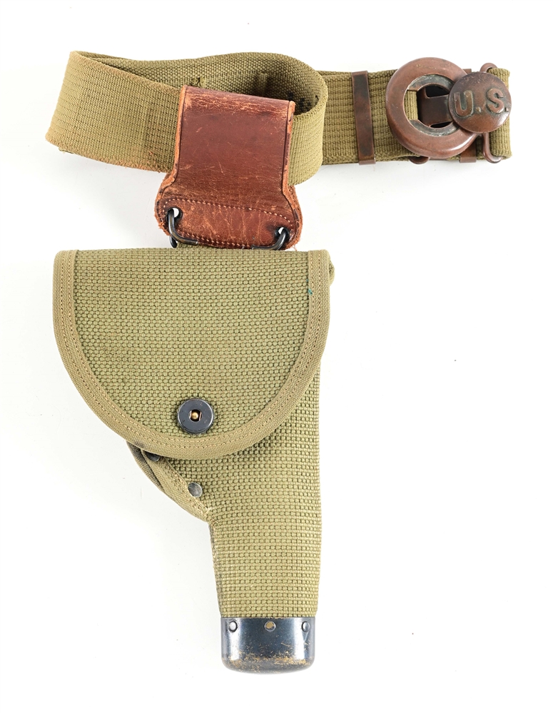 RARE WWI CANADIAN MILLS 1911 HOLSTER ON US M1910 GARRISON BELT