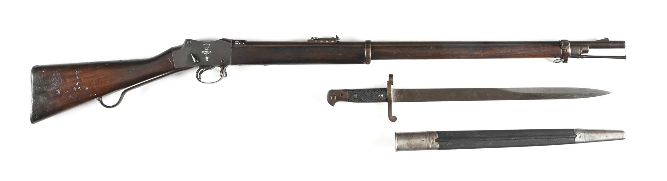 (A) NEPALESE SERVICE MARKED ENFIELD MK IV MARTINI HENRY SINGLE SHOT RIFLE WITH MADRAS ARSENAL ROUNDEL.