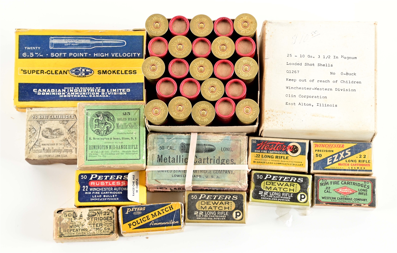 LOT OF 11 BOXES OF COLLECTIBLE AMMUNITION