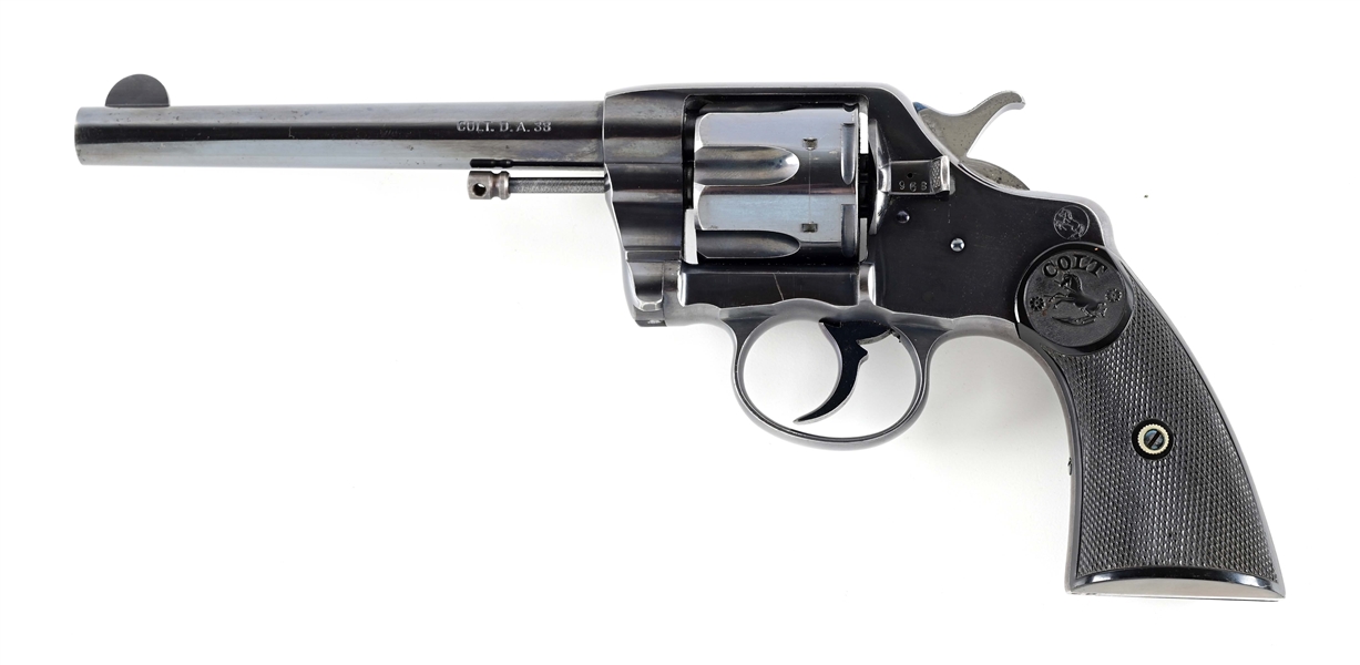 (A) HIGH CONDITION COMMERCIAL COLT NEW MODEL ARMY-NAVY .38 DOUBLE ACTION REVOLVER.