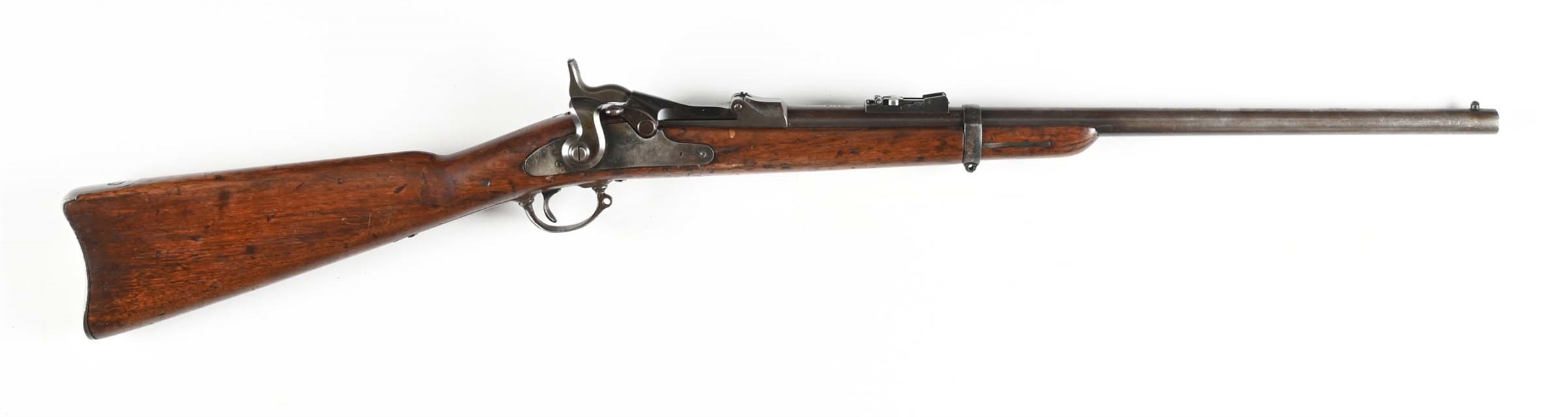 (A) SPRINGFIELD MODEL 1873 TRAPDOOR SADDLE RING CARBINE.