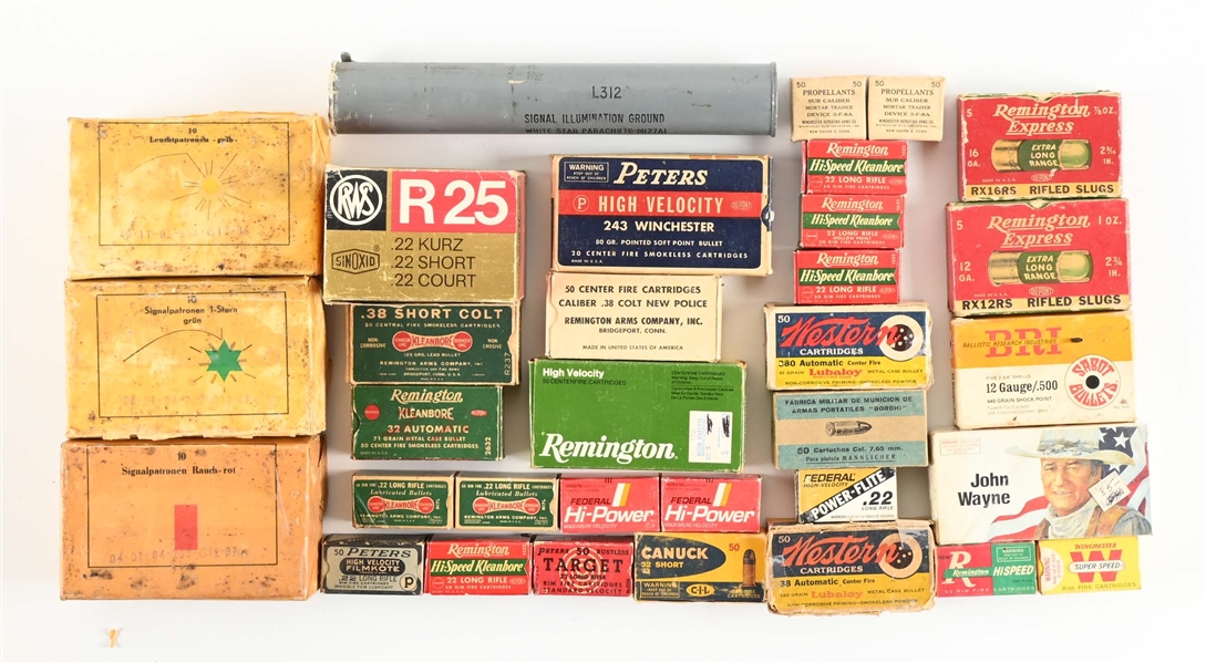 LARGE LOT OF COLLECTIBLE AMMUNITION.