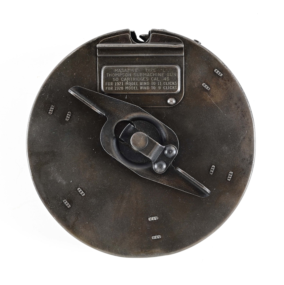 AUTO ORDNANCE TYPE L 50 ROUND THOMPSON DRUM MAGAZINE.