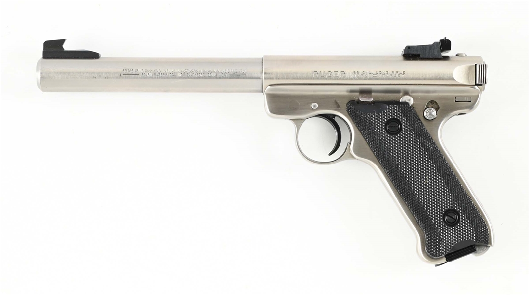 (M) RUGER STAINLESS MARKII SEMI AUTOMATIC TARGET PISTOL WITH CASE.