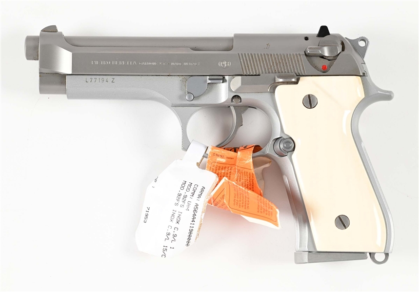 (M) BERETTA INOX "GHOST" 9MM SEMI-AUTOMATIC PISTOL WITH CASE.