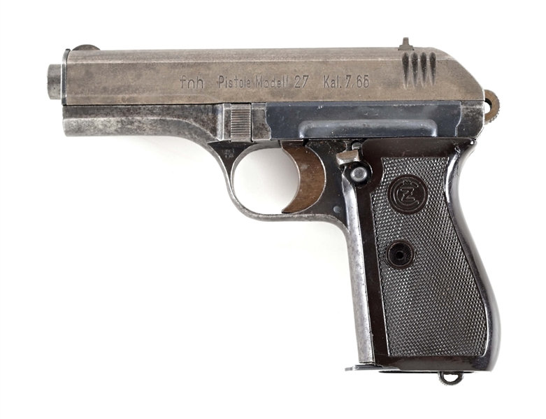 (C) RARE WWII GERMAN POLICE EAGLE K FNH CODE CZ MODEL 27 SEMI-AUTOMATIC PISTOL.