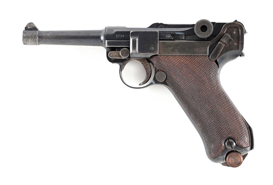 (C) 1914 DWM P.08 LUGER SEMI AUTOMATIC PISTOL.