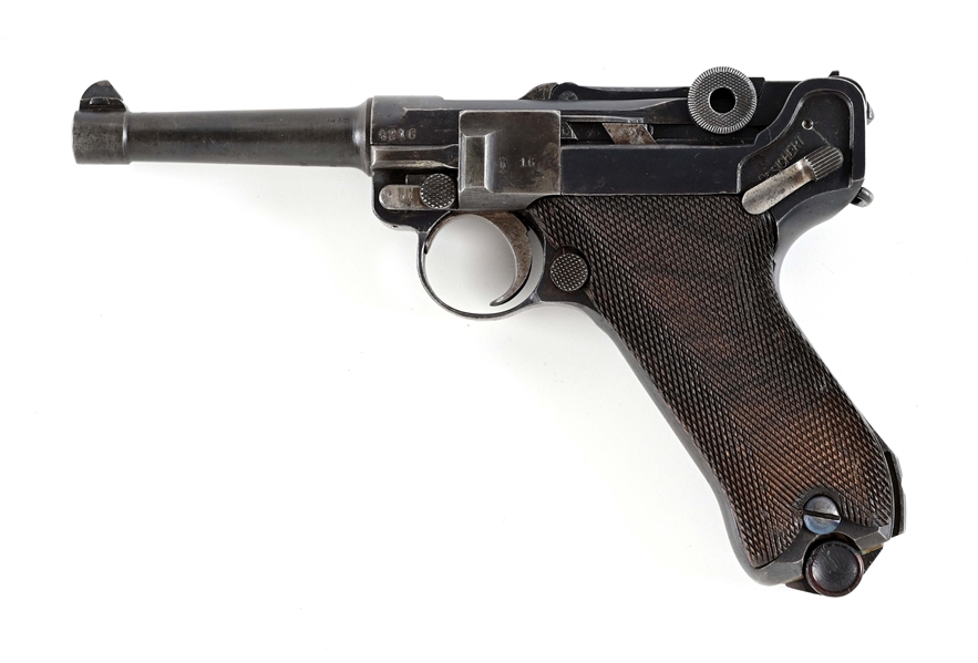 (C) ERFURT P.08 LUGER SEMI AUTOMATIC PISTOL (1916).