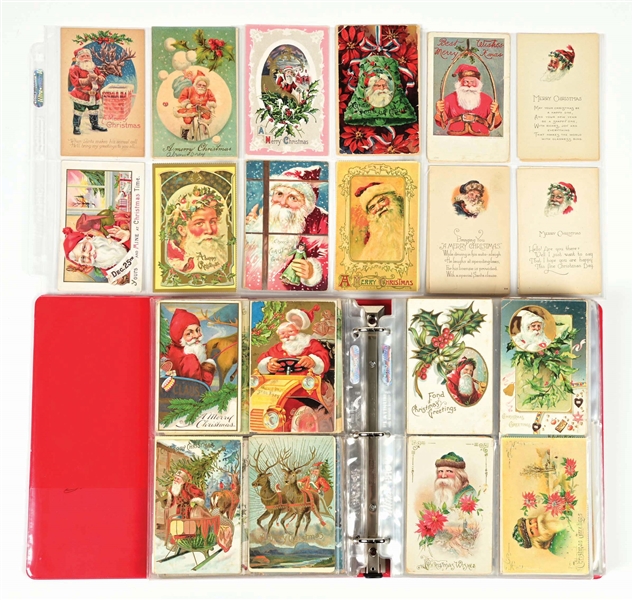 LARGE LOT OF VINTAGE CHRISTMAS POSTCARDS IN BINDER