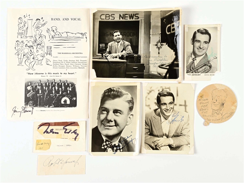 LOT OF 8: TELEVISION & MUSICAL PERSONALITY AUTOGRAPHS