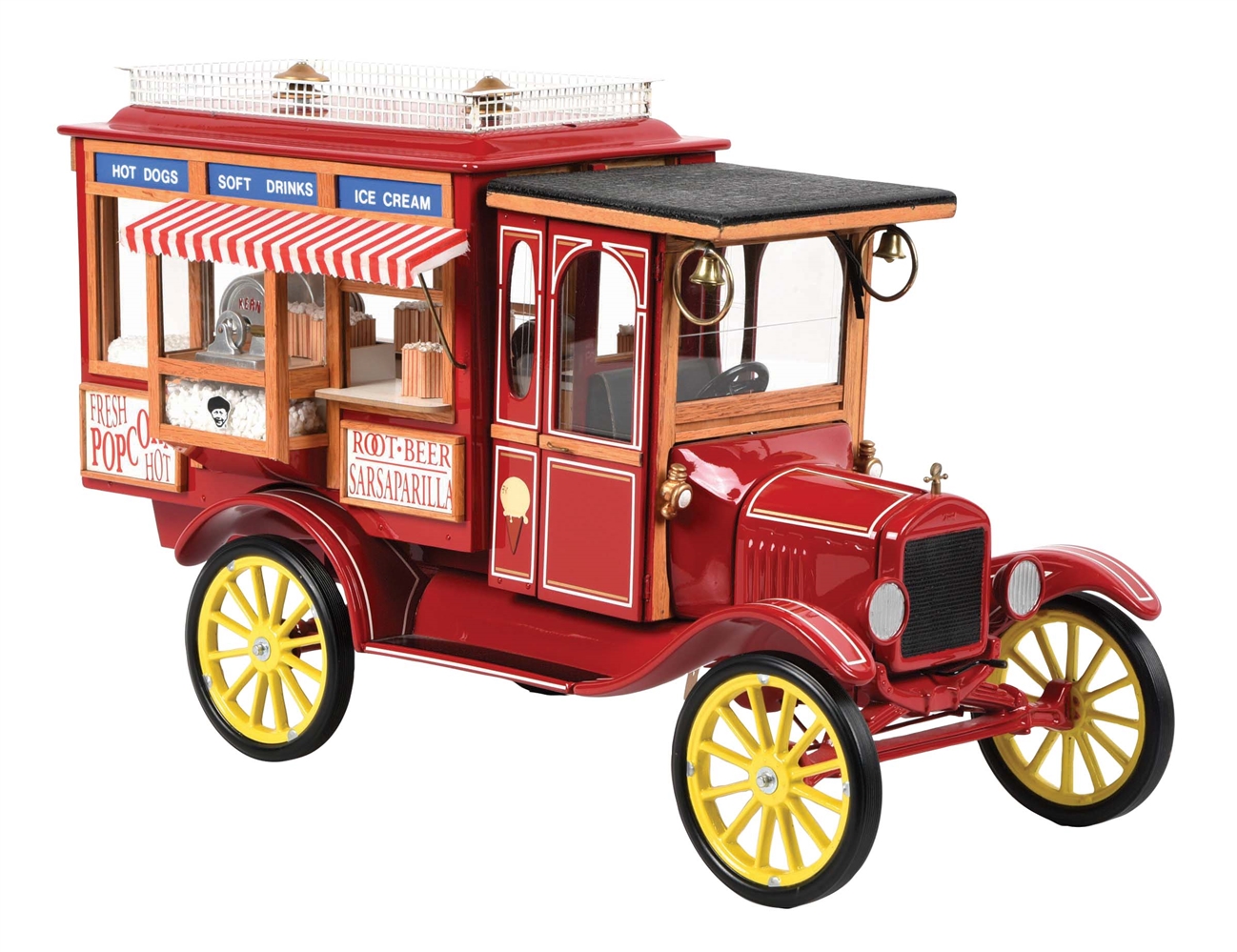 CONTEMPORARY PRESSED STEEL WOODEN & PLASTIC POPCORN TRUCK