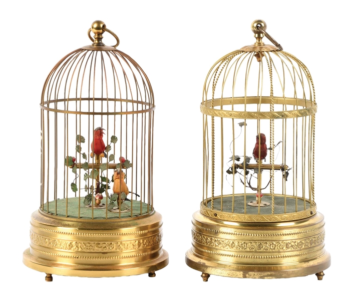 PAIR OF MECHANICAL SINGING BIRDS