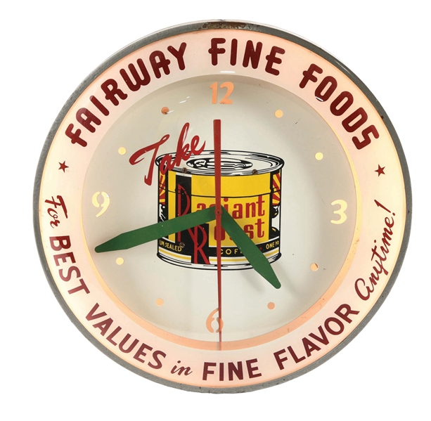 FAIRWAY FINE FOODS & RADIANT ROAST COFFEE LIGHT-UP CLOCK