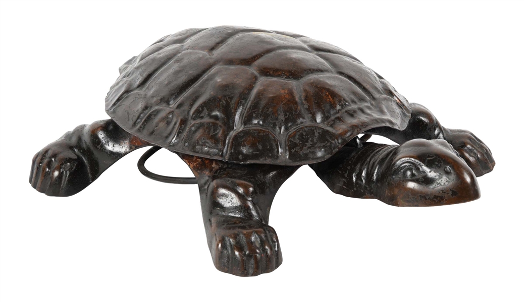 METAL CIGAR STORE FIGURAL TURTLE SPITTOON