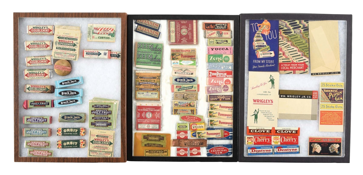 COLLECTION OF CHEWING GUM PACKS, STICKS & WRAPPERS