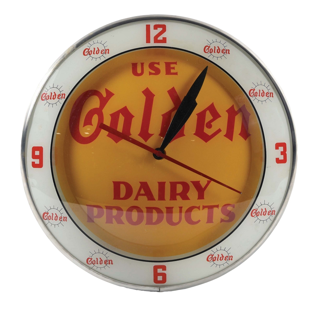 USE GOLDEN DAIRY PRODUCTS LIGHT-UP CLOCK