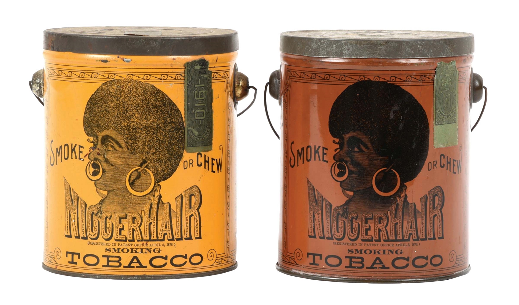 PAIR OF "N" HAIR TOBACCO TINS