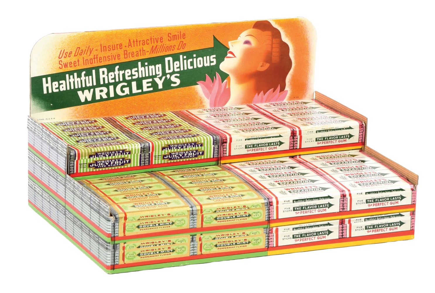 CARDBOARD WRIGLEYS CHEWING GUM COUNTER DISPLAY