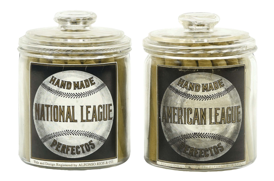 COLLECTION OF 2: NATIONAL LEAGUE HAND MADE CIGAR JARS