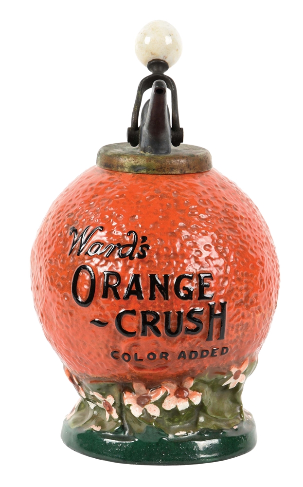 WARDS ORANGE CRUSH CERAMIC SYRUP DISPENSER