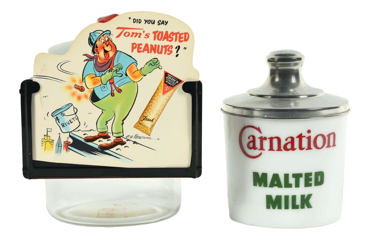 COLLECTION OF 2: PEANUT AND MALTED MILK CONTAINERS