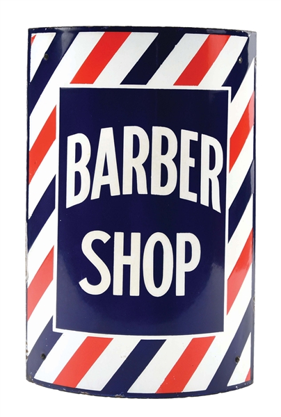 PORCELAIN BARBER SHOP CORNER SIGN