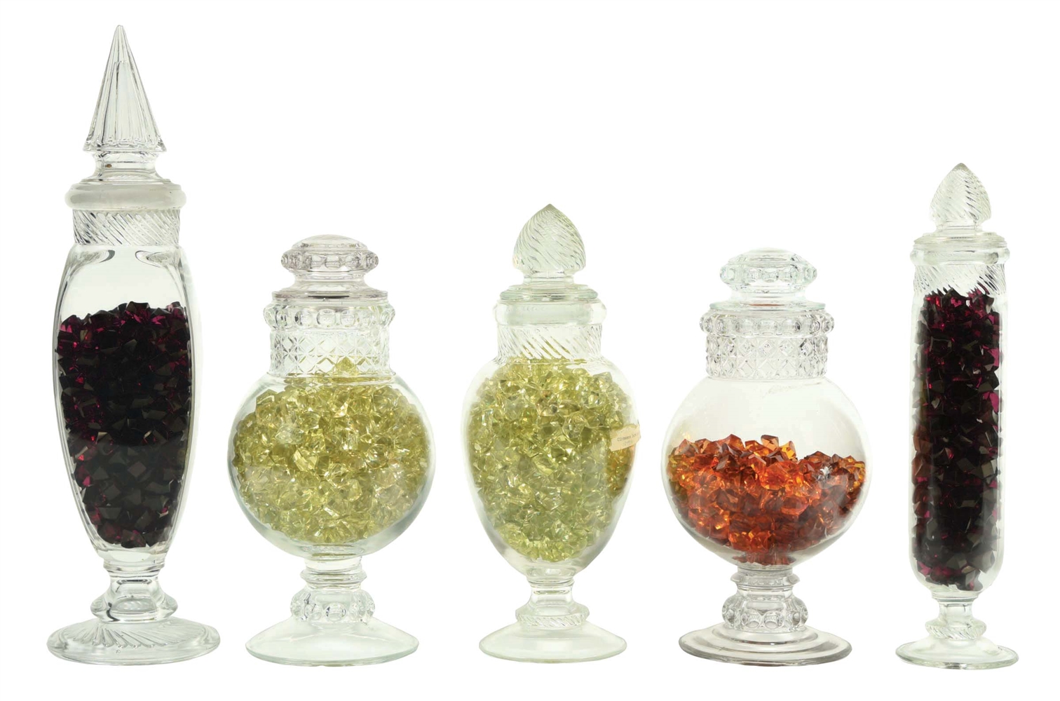 COLLECTION OF 5: GLASS CANDY DISPLAY JARS