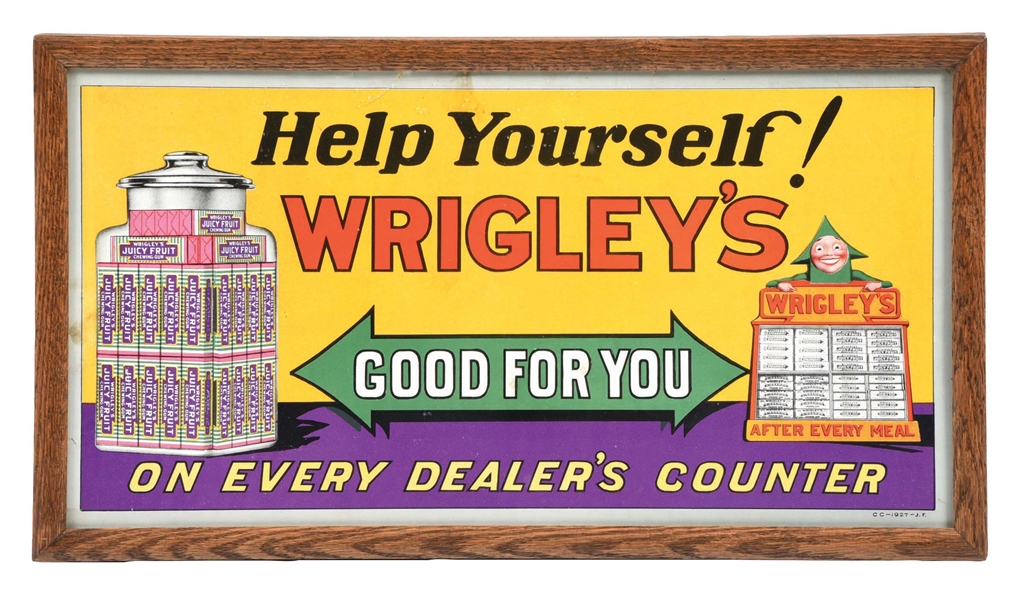 CARDBOARD WRIGLEYS CHEWING GUM TROLLEY SIGN