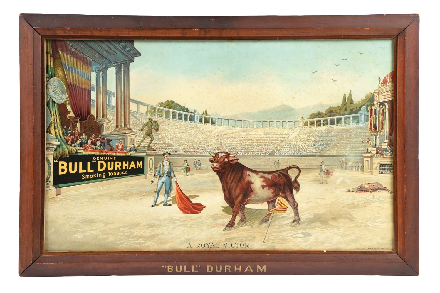 CARDBOARD BULL DURHAM SMOKING TOBACCO LITHOGRAPH