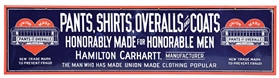 PORCELAIN CARHARTT WORK WEAR SIGN W/ TRAIN CAR GRAPHICS