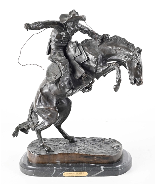 FREDERIC REMINGTON "THE BRONCO BUSTER" BRONZE STATUE.