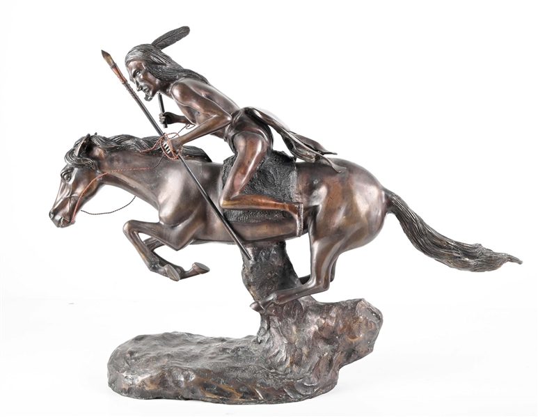 FREDERIC REMINGTON "CHEYENNE WARRIOR" BRONZE STATUE.