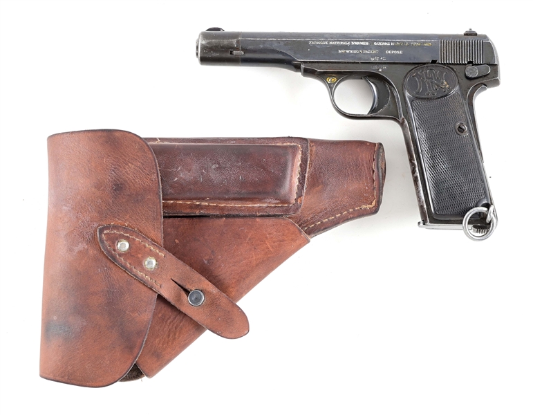 (C) DUTCH CONTRACT FN MODEL 1910 SEMI AUTOMATIC PISTOL WITH HOLSTER.