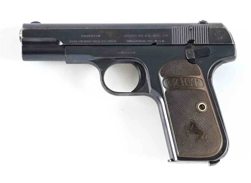 (C) COLT MODEL 1903 POCKET HAMMERLESS SEMI AUTOMATIC PISTOL.