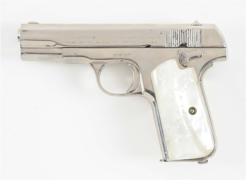 (C) COLT MODEL 1903 POCKET HAMMERLESS SEMI AUTOMATIC PISTOL.