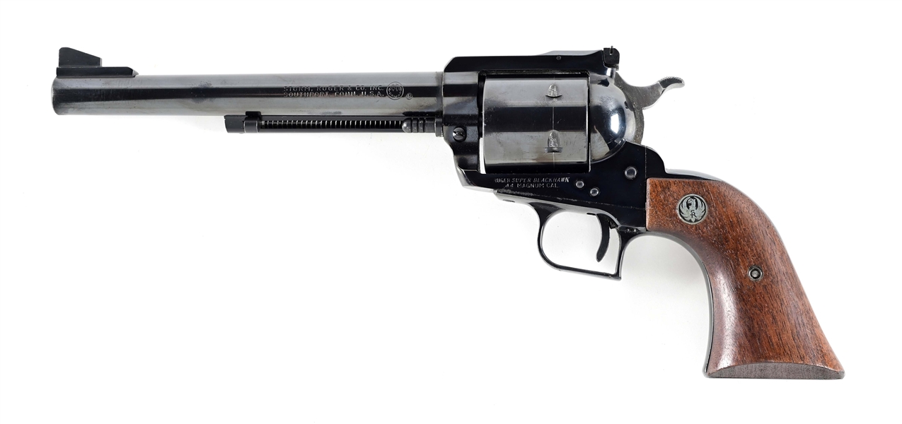 (C) OLD MODEL RUGER SUPER BLACKHAWK .44 MAGNUM SINGLE ACTION REVOLVER.