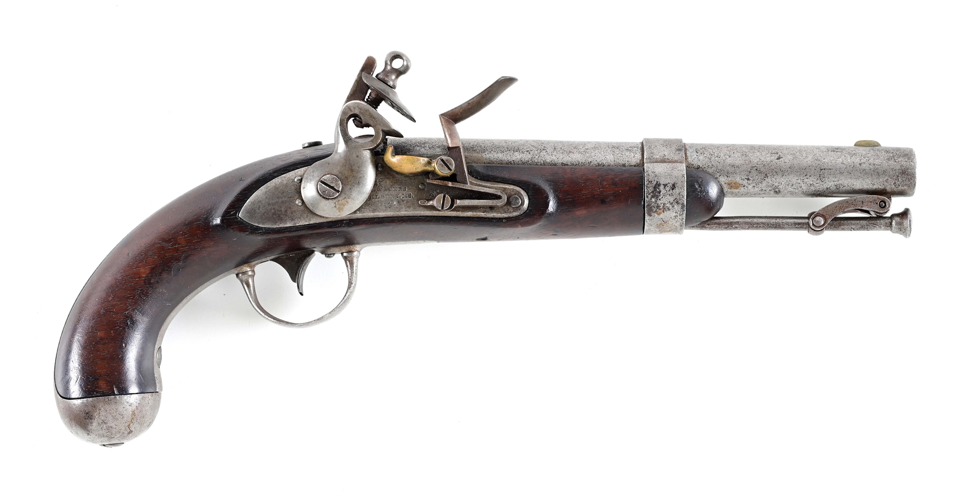 (A) RECONVERTED US WATERS M1836 FLINTLOCK PISTOL.