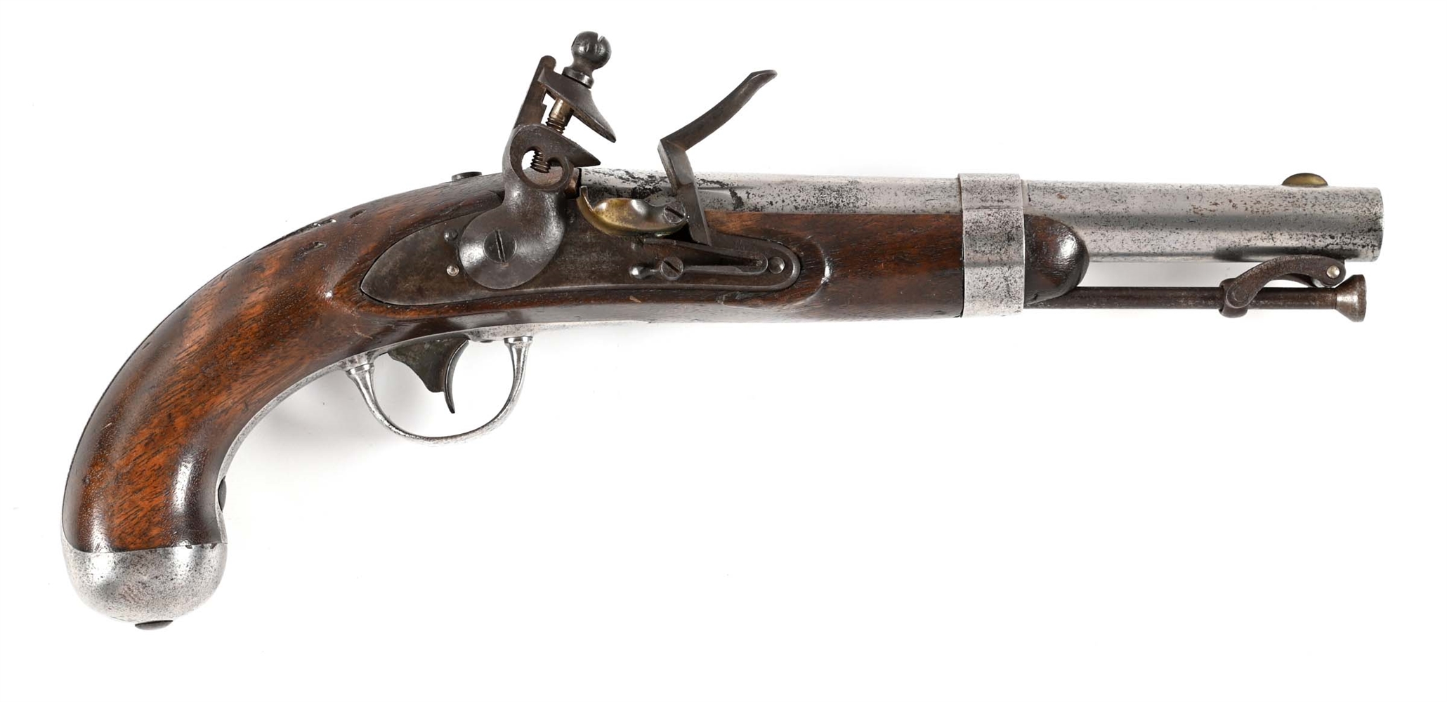 (A) JOHNSON US MODEL 1836 U.S. FLINTLOCK PISTOL.