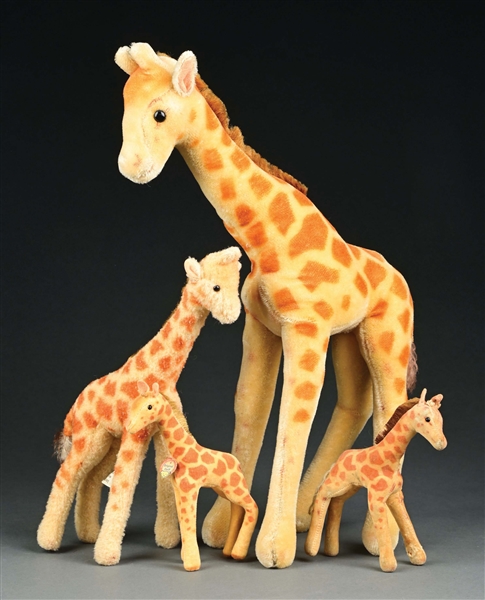 LOT OF 4: STEIFF STUFFED ANIMAL GIRAFFES